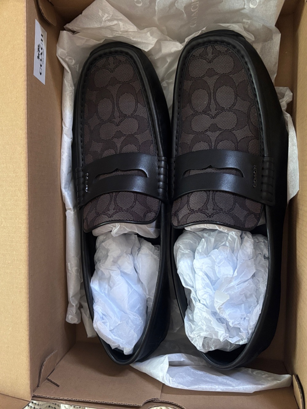 Coach Men’s Dark Brown Signature Slip-On Loafers